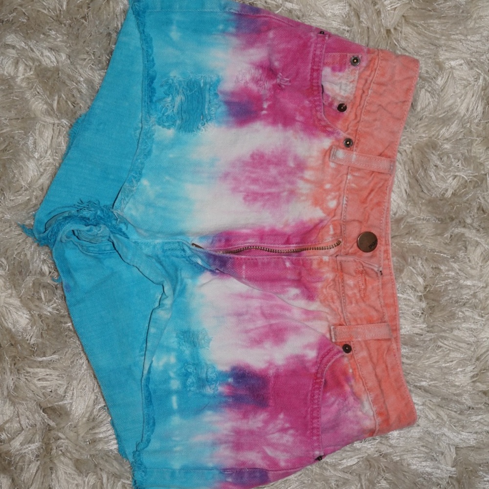 Tie dye high rise cheeky shorts